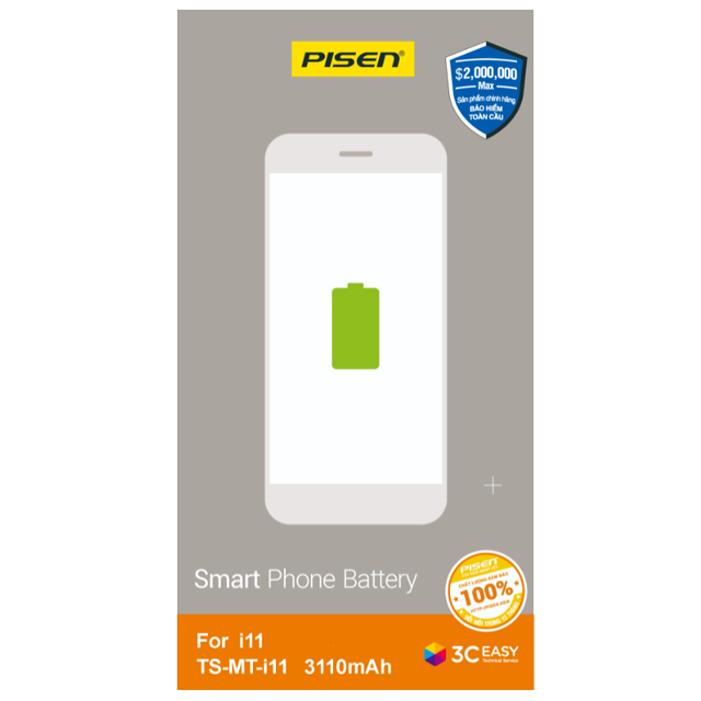 Pin iPhone 11 Chính Hãng PISEN (Dung lượng chuẩn 3110mAh)