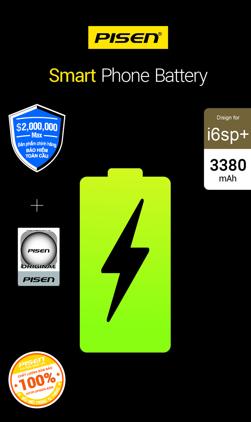 Pin iPhone 6s Plus Chính Hãng PISEN (Dung lượng cao 3380mAh)