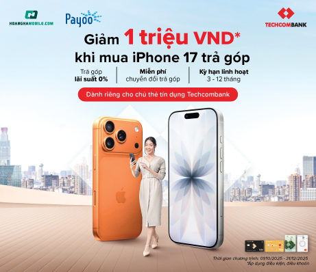 Giảm ngay 1 triệu đồng khi mua iPhone 17 Series trả góp qua thẻ Techcombank