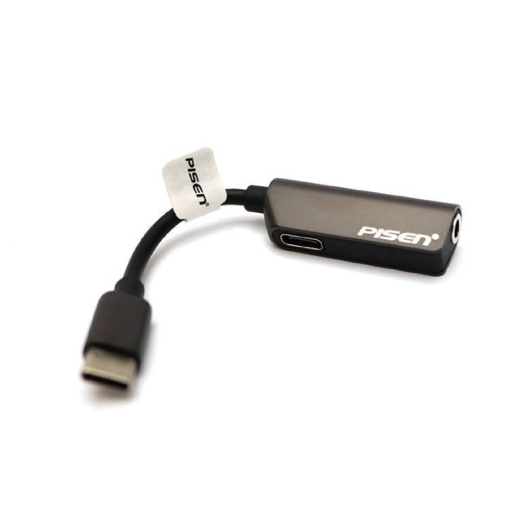 Cáp chuyển đổi Pisen 2 in 1 Zinc Alloy (Dual Type C, 3.5mm, 12cm)