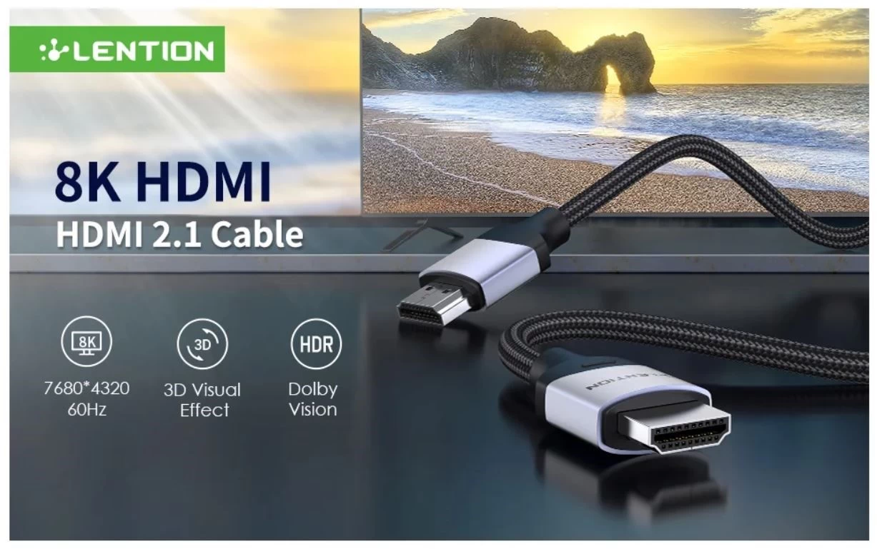 Cáp HDMI to HDMI 8K60Hz LENTION HH21-M1 Hỗ trợ truyền phát với độ phân giải 8K 60Hz
