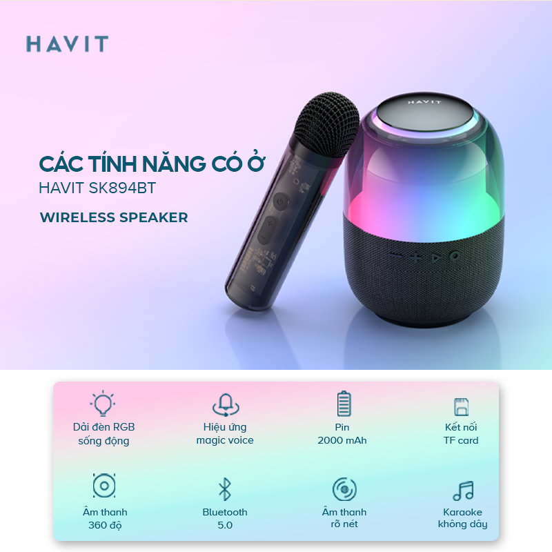 Loa Karaoke Mini HAVIT SK894BT - Sản phẩm âm thanh đa năng