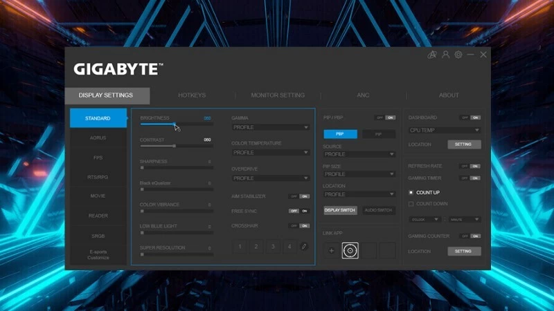 Màn hình GIGABYTE M32QC-AP - Nhiều tính năng hỗ trợ chơi game