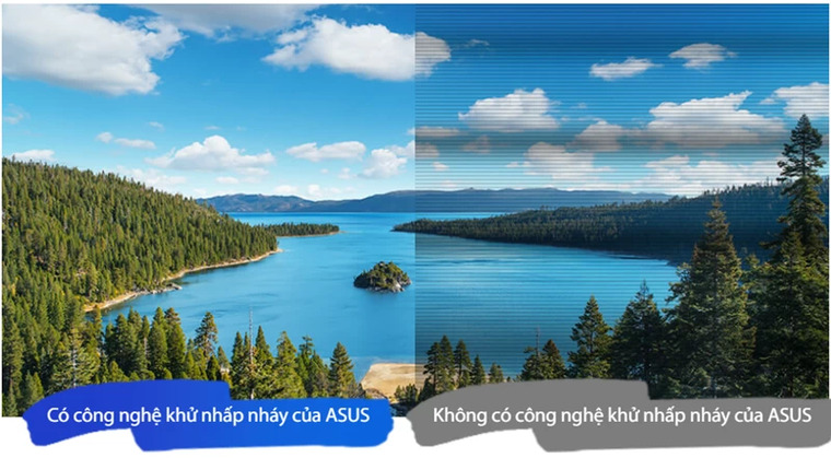 Asus VA24EHF trang bị công nghệ khử nhấp nháy giúp giảm hiện tượng noise (nhiễu), blur (bóng mờ) xuất hiện trên màn hình 