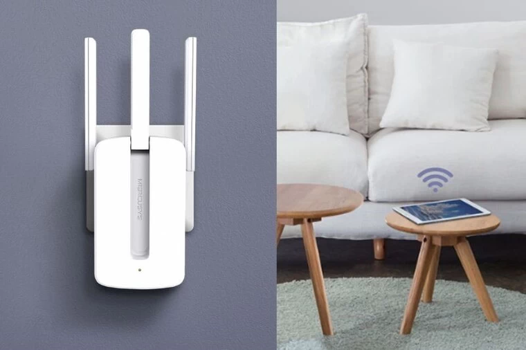 Thiết bị mở rộng sóng Wifi Chuẩn N Mercusys MW300RE - Chính hãng Màu trắng với 3 ăng ten ngoài nhưng vẫn rất gọn gàng với kích thước chỉ là 101x75.8x75.8mm.