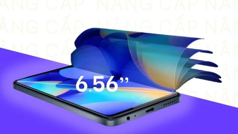 Điện thoại TECNO SPARK 20C (4GB/128GB) Kích thước 6.6 inch, độ phân giải HD+ (720 x 1,612 pixel), 90Hz.