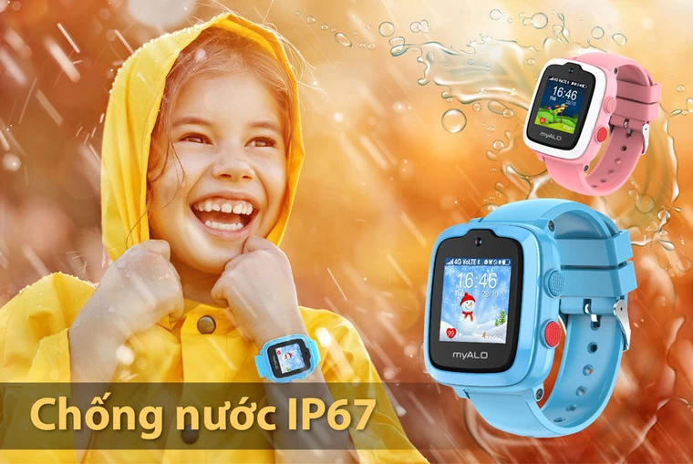 Đồng hồ định vị trẻ em myALO K74 Tiêu chuẩn chống bụi, chống nước IP67, chống nước trong 30 phút ở cột nước 1m.