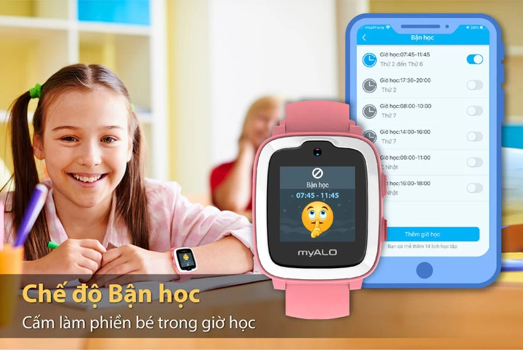 Đồng hồ định vị trẻ em myALO K74 Chế độ bận học giúp bé tập trung trong học tập.