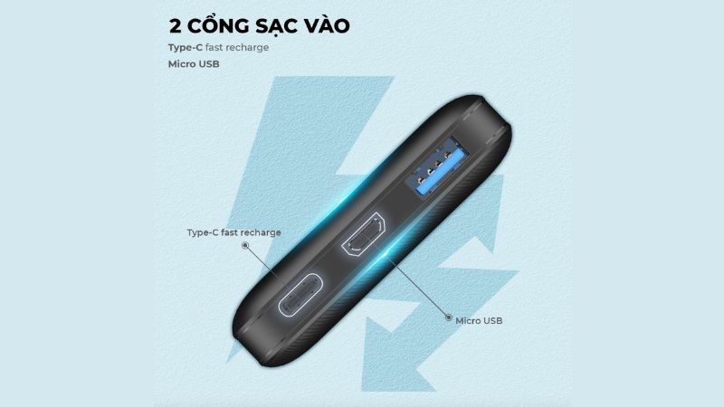  Energizer 10,000mAh/ 3.7V Li-Polymer - UE10026 trang bị 2 cổng sạc đầu vào