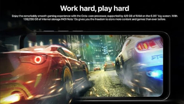INOI Note 13s Chip Unisoc T606, 8 nhân, lõi Cortex-A75, GPU Mali-G57 MC2.