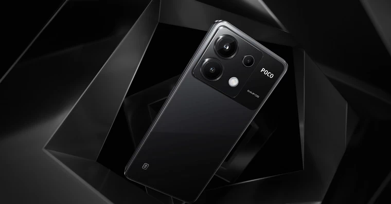 POCO X6 5G Hệ thống 3 camera chính 64MP, góc rộng 8MP, cận cảnh 2MP, quay video lên đến 4K.