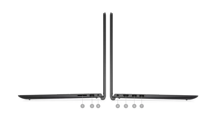 Laptop Dell Inspiron 15 3520 2 cổng USB 3.2 Gen 1, 1 cổng USB 2.0, 1 cổng HDMI, khe thẻ SD, 1 jack tai nghe 3.5mm.