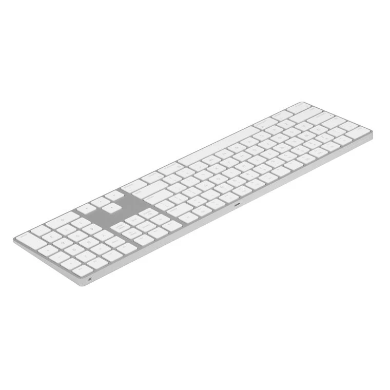 Magic Keyboard với Numeric Keypad Thiết kế mở rộng, với các phím điều hướng tài liệu để giúp cuộn nhanh và các phím mũi tên kích thước chuẩn để chơi game.