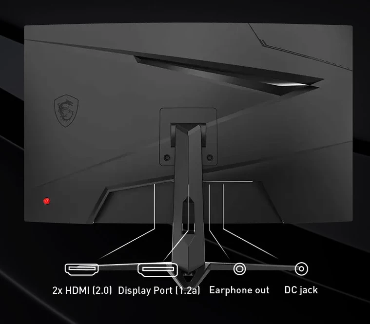 MSI G27C3F 1 cổng Displayport 1.2a và 2 cổng HDMI 2.0b.