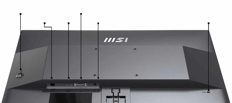 MSI PRO MP245V Trang bị 1 cổng HDMI 1.4b và 1 cổng D-SUB.