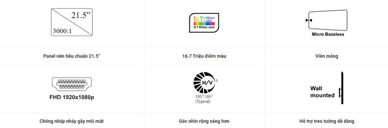 Màn hình VSP V2203H, 21.inch, FHD, VA, 75Hz, 5ms.