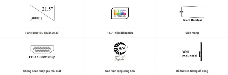 VSP V2203H Màn hình VSP V2203H, 21.inch, FHD, VA, 75Hz, 5ms.