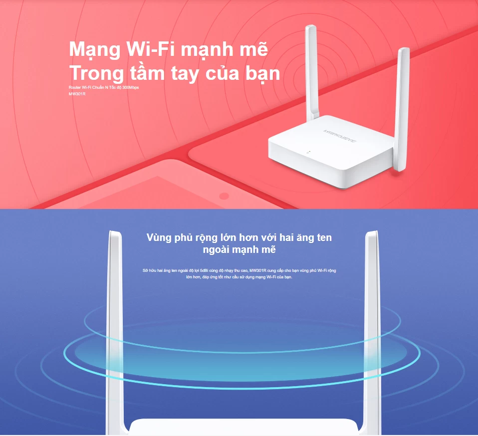 Ranger R301ws Wi Fi Router Router Wifi Mercusys MW301R Chuẩn N Tốc độ 300Mbps - Chính hãng