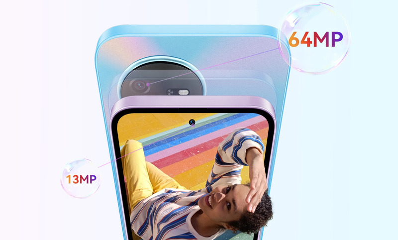 Thông số camera ấn tưởng với 13MP camera trước và 64MP camera sau.
