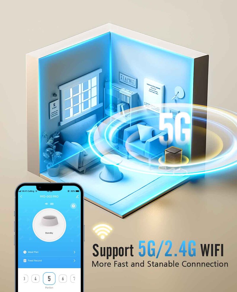 Hỗ trợ kết nối 5G thoải mái trò chuyện thú cưng.