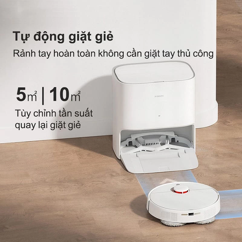 Xiaomi Vacuum X20 Tự động giặt rẻ và tùy chỉnh tần suất giặt.