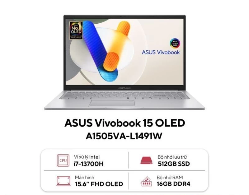 ASUS VivoBook 15 OLED A1505VA-L1491W Trải nghiệm hiển thị sắc nét, độ sáng cao