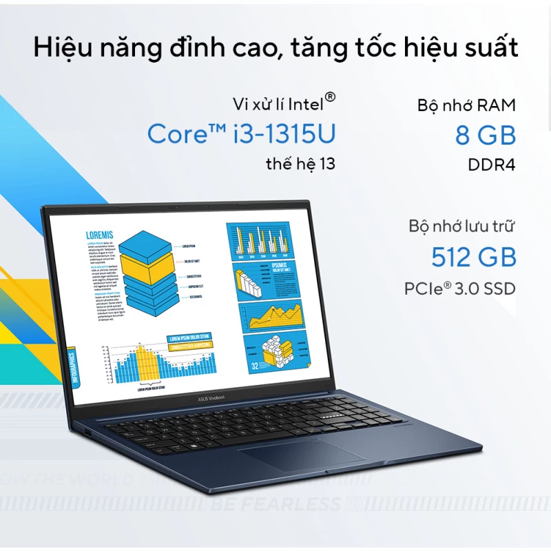 ASUS Vivobook 15 X1504VA-NJ069W Hiệu năng đỉnh cao, tăng tốc hiệu suất đáp ứng nhu cầu học tập văn phòng.