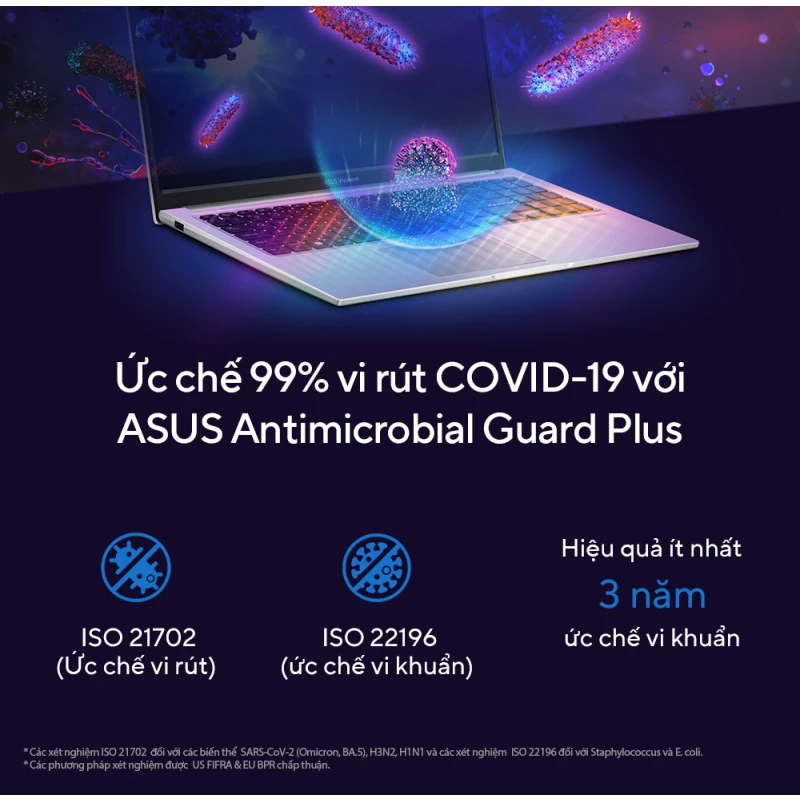 ASUS Vivobook 15 X1504VA-NJ069W Bảo vệ sản phẩm với ức chế 99% vi rút.