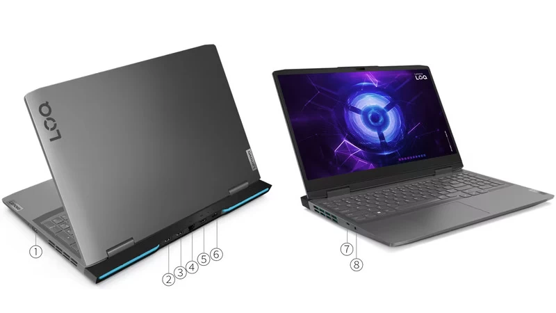 Lenovo LOQ 15IRH8 (82XV00QXVN) Hệ thống cổng kết nối đa dạng, thông dụng hiện nay.