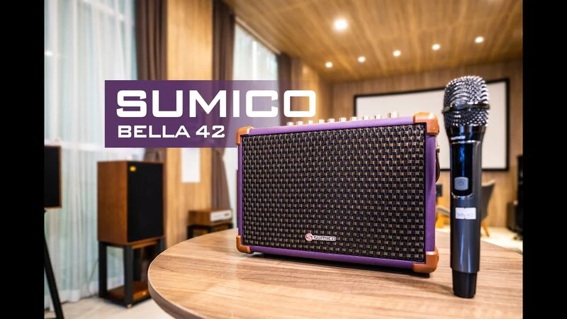 Loa Sumico Bella 42 100W Kiểu dáng vali nhỏ gọn tiện lợi, bên ngoài được bọc da thật sang trọng, hiện đại