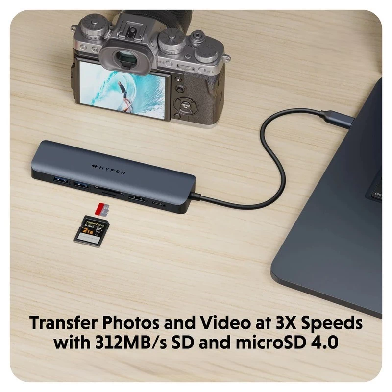 Hyperdrive Next 7-In-1 Port Usb-C Cải thiện tốc độ truyền tải dữ liệu và hình ảnh, video khi kết nối