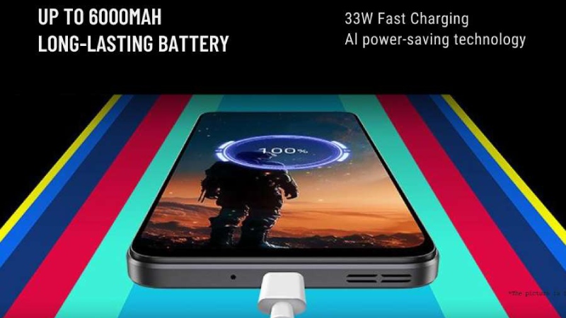 Kèm viên pin lớn 6000mAh, sạc nhanh 33W.