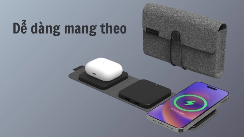 Đế sạc mophie Snap+ multi-device travel-4. Sạc không dây tiện lợi cho người dùng.