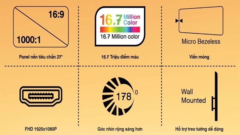 Màn hình VSP IP2706SG-7. Tỷ lệ tương phản 1000:1.