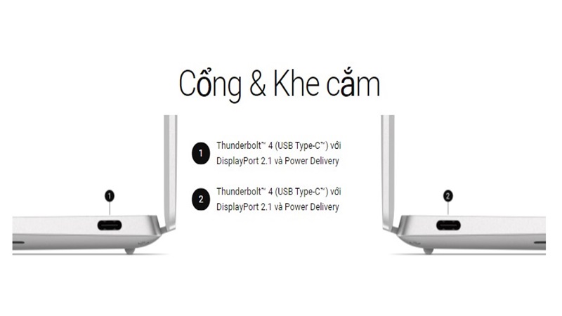 Cổng thunderbolt 4 USB Type-C.