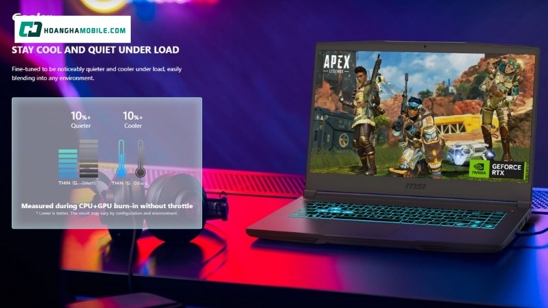 Laptop MSI Thin 15 B13UC-3247VN được trang bị hệ thống tản nhiệt Cooler Boost Laptop MSI Thin 15 B13UC-3247VN được trang bị hệ thống tản nhiệt Cooler Boost