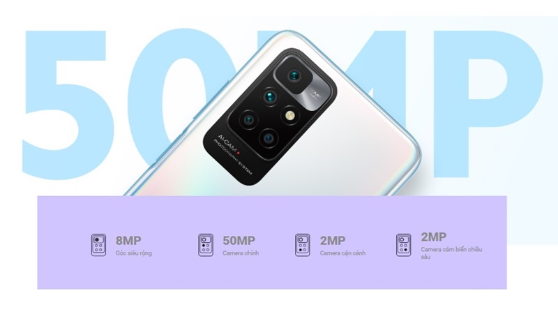 Khẩu độ camera với cụm 50MP và 8MP.