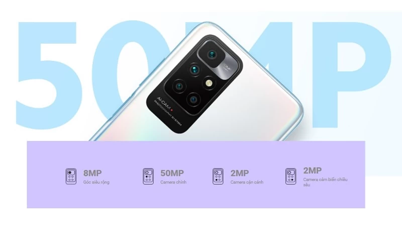 Khẩu độ camera với cụm 50MP và 8MP. Khẩu độ camera với cụm 50MP và 8MP.