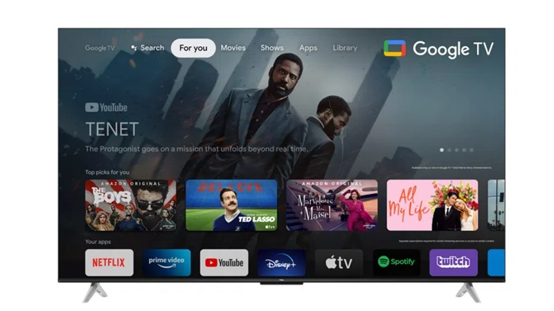 Google Tivi TCL 4K 55 inch 55P638 đã được TCL loại bỏ các khung viền ở mặt trước để có được một màn hình lớn hơn