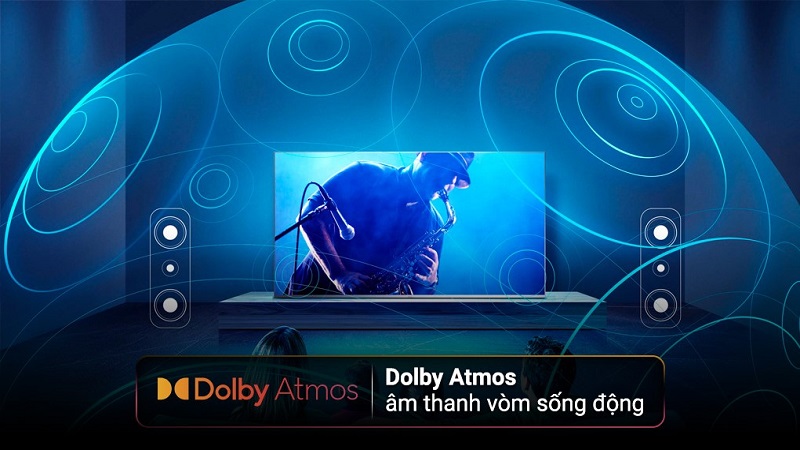 TCL Google Tivi Mini QLED 75C845 còn “ghi điểm” với người dùng khi được trang bị công nghệ âm thanh Dolby Atmos