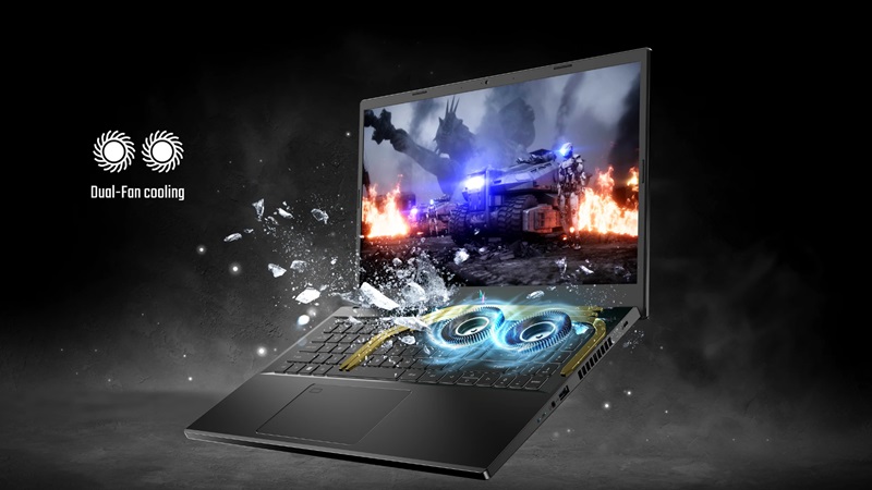 Laptop gaming Acer Nitro V - ANV15-51-58AN sử dụng hệ thống tản nhiệt tối ưu
