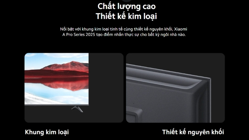 Xiaomi Google Tivi QLED A PRO 2025 L43MA-SSEA có thiết kế sang trọng, tinh tế