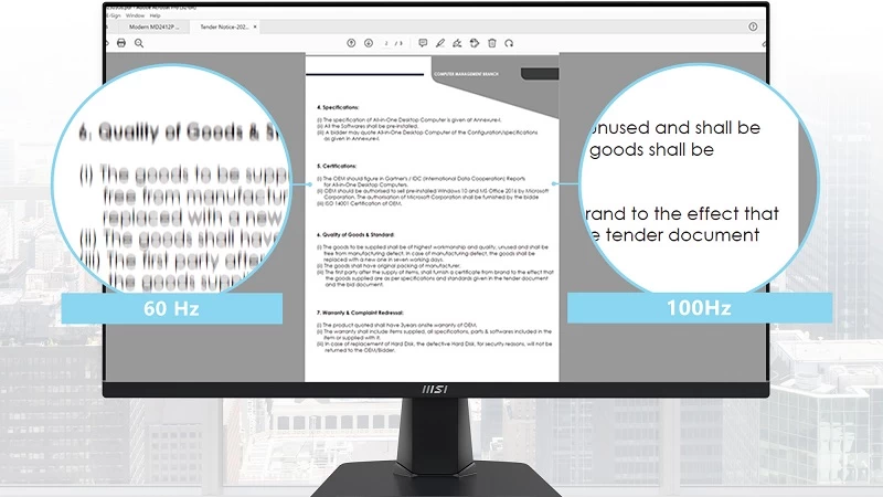 Tần số quét 100Hz. Tần số quét 100Hz.