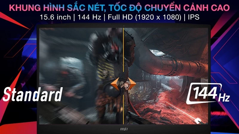 Laptop MSI Katana 15 B13VFK-676VN được trang bị màn hình IPS với kích thước 15.6 inch và tần số quét 144Hz Laptop MSI Katana 15 B13VFK-676VN được trang bị màn hình IPS với kích thước 15.6 inch và tần số quét 144Hz