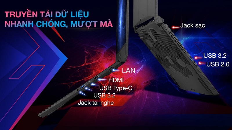 Khả năng kết nối đa dạng và linh hoạt của laptop MSI Katana 15 B13VFK-676VN