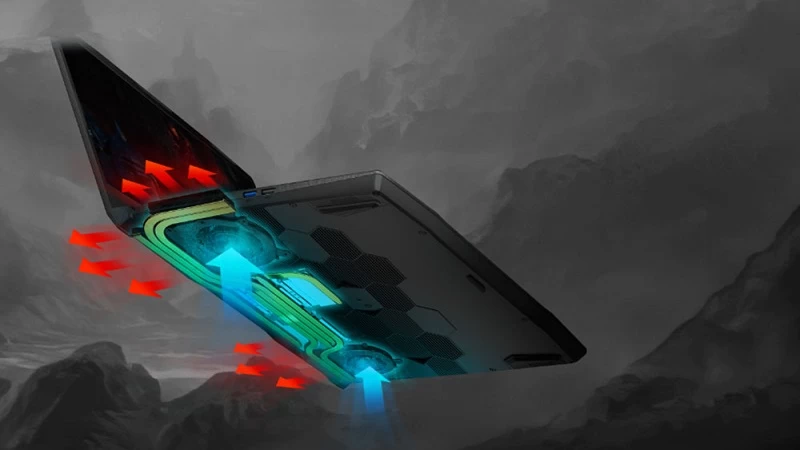 Hệ thống tản nhiệt thế hệ mới trên laptop MSI Katana 15 B13VFK-676VN Hệ thống tản nhiệt thế hệ mới trên laptop MSI Katana 15 B13VFK-676VN