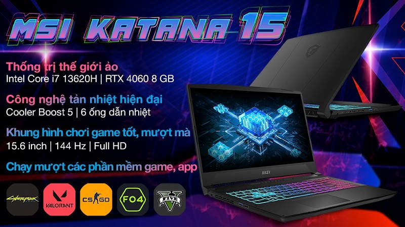 Laptop MSI Katana 15 B13VFK-676VN là một trong những sản phẩm laptop đến từ thương hiệu MSI được ra mắt năm 2023