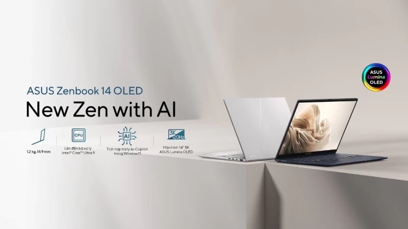 Hiệu năng mạnh mẽ Intel Core Ultra hỗ trợ AI trên laptop ASUS Zenbook 14 OLED UX3405MA-PP151W