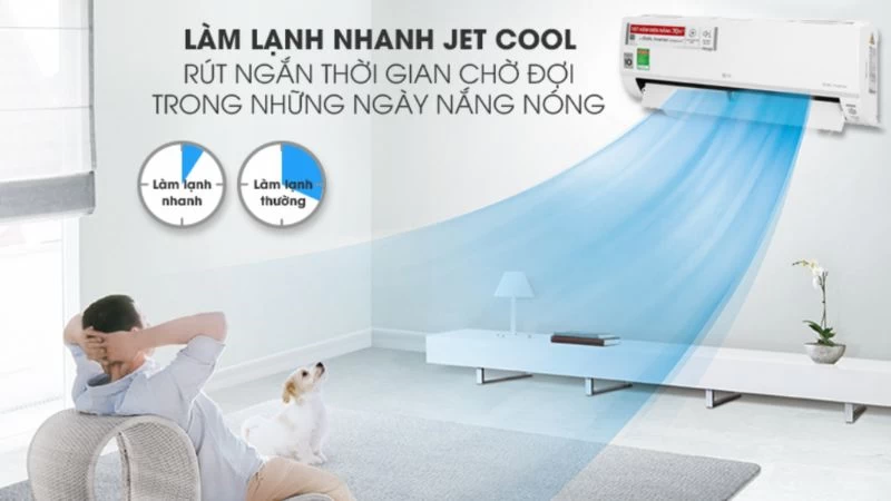 Điều hoà LG Inverter 12.000 BTU (1.5 HP) V13API1 làm lạnh cực nhanh với công nghệ Jet Cool Điều hoà LG Inverter 12.000 BTU (1.5 HP) V13API1 làm lạnh cực nhanh với công nghệ Jet Cool