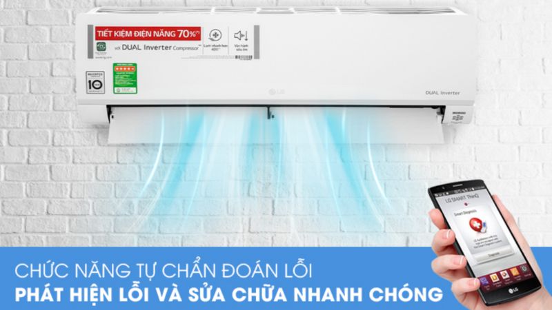 Một trong những ưu điểm của điều hòa LG Inverter 12.000 BTU (1.5 HP) V13API1 là máy có chức năng tự động làm sạch dàn lạnh